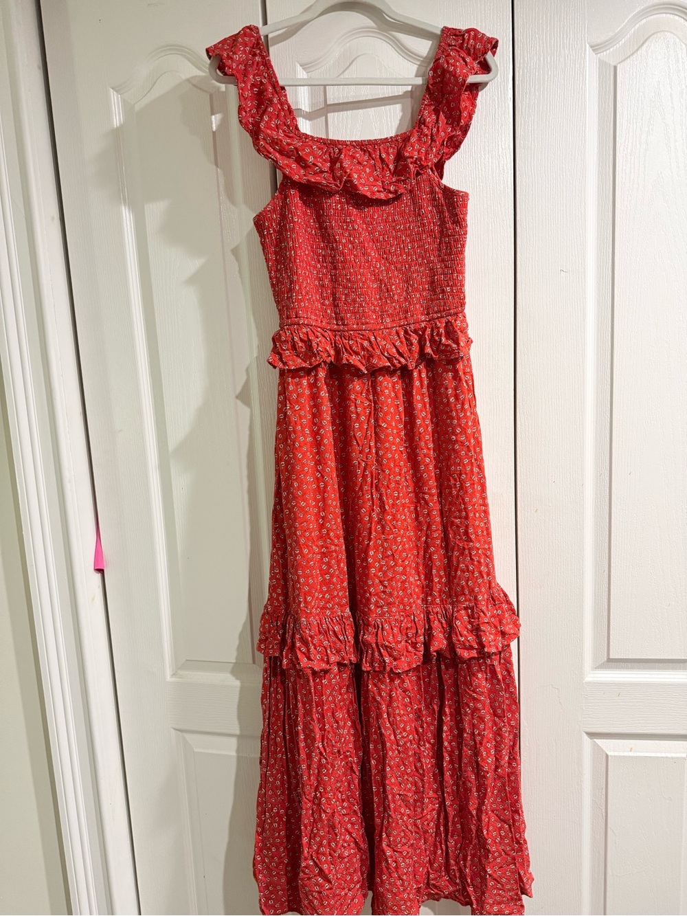 Band of Gypsies Red Ruffle Maxi Dress